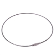 Nøglering af stålwire med skruelås. Stålfarve. 450 x 1 mm.